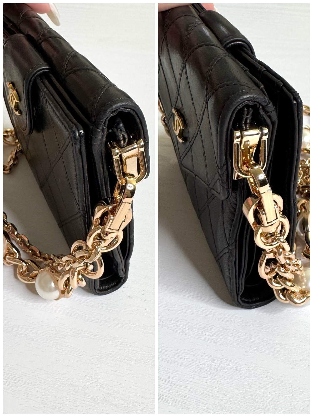 Authentic Vintage Chanel CC Wallet on Chain Black Quilted Leather Crossbody Bag - Picture 14 of 16